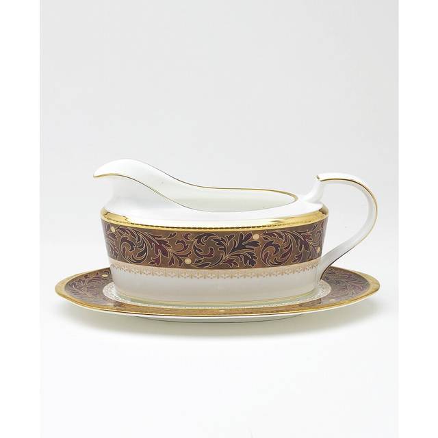 Noritake Xavier Gold 2-Piece Gravy Boat with Tray