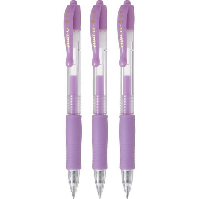 Pilot G2 Retractable Pastel Gel Ink Rollerball Pens  Fine Point 0.7mm  Purple  3 Count