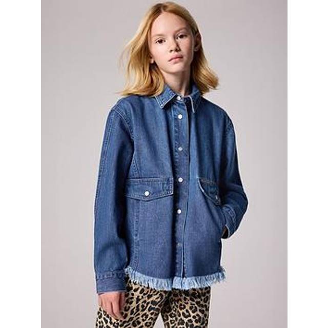 smALLSAINTS Girls Hettie Oversized Denim Shacket - Blue, Blue, Size 5-6 Years - 5-6 YEARS