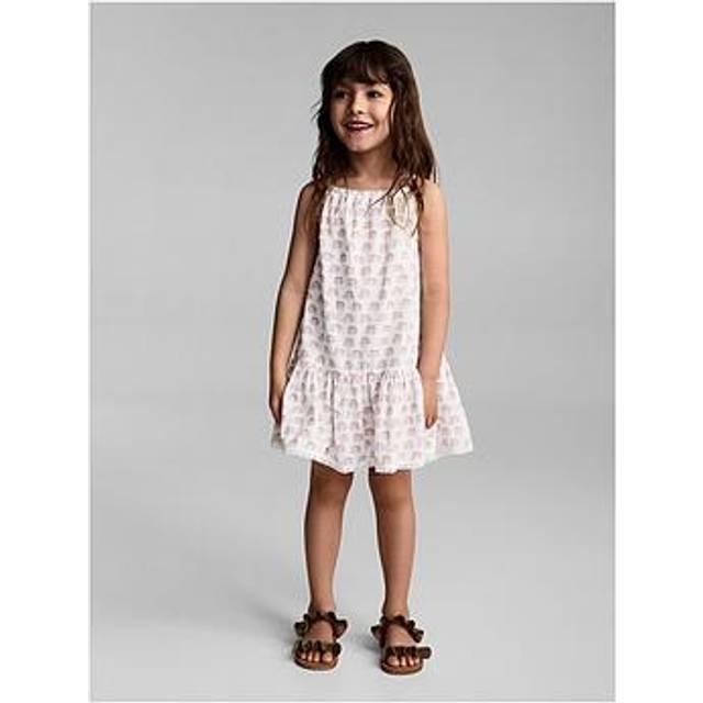 Mango Younger Girls Strappy Dress - White, White, Size 18-24 Months - 18-24 MONTHS