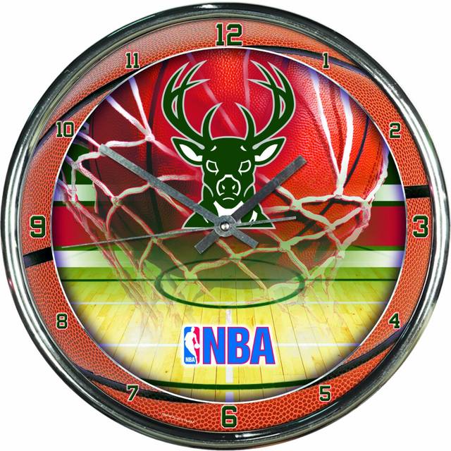 NBA Milwaukee Bucks Chrome Clock