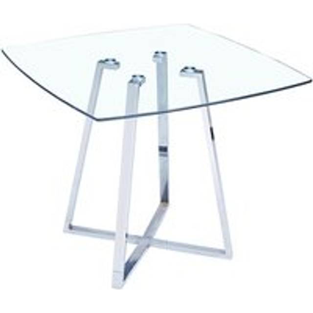 Melito Square Clear Glass Top Dining Table With Chrome Legs