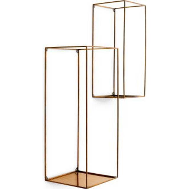Deco rectangular vägghylla vintage mässing 2-set - Guld (L: 25 x B: 25 x H: 60 / L: 30 x B: 30 x H: 76 cm)