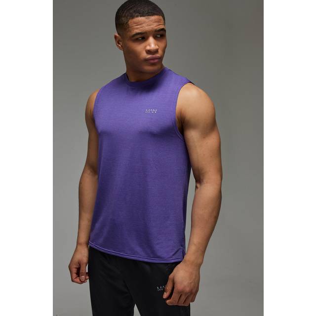 Man Active Breathable Slim Fit Marl vest - Blue - M