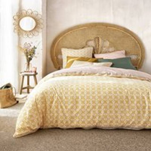 Gardenia Printed Duvet Cover - Yellow Print - KING (240X220cm)