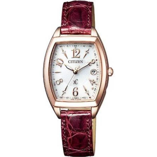Citizen ES9394-56A ( Watch xC Eco-Drive radio-controlled Stainless Steel Line Happy Flight Series Tonneau Chroco Sakura Pink/Spicy Red)