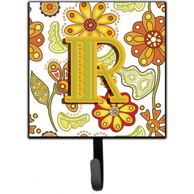 """""Caroline's Treasures CJ2003-RSH4 Letter R Floral Mustard and Green Leash or Key Holder  Small  Multicolor"""""