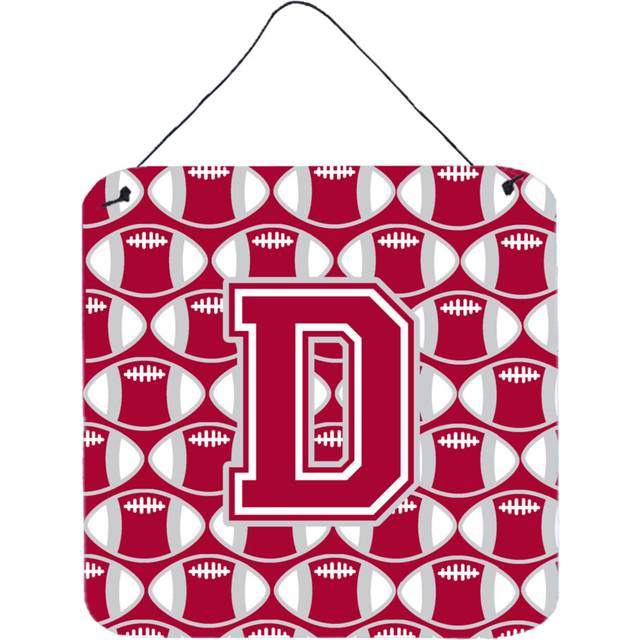 """""Caroline's Treasures Football Crimson  grey and white Letter D Wall or Door Hanging Prints CJ1065-DDS66  6"""""""" H x 6"""""""" W"""""