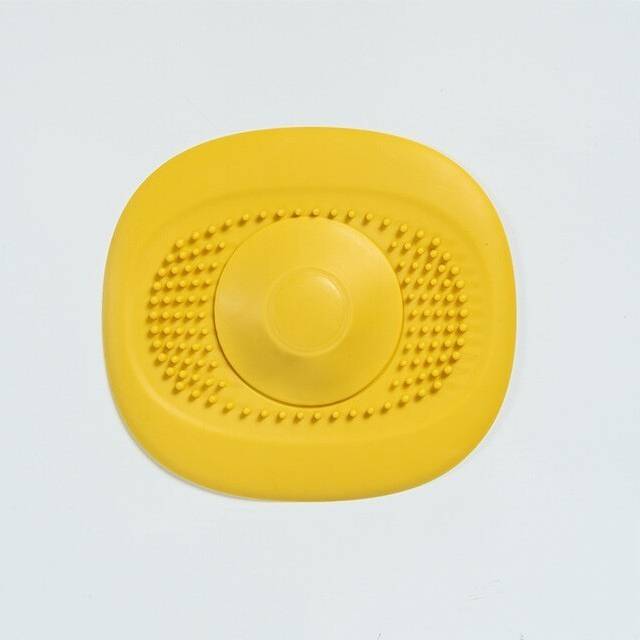 (Yellow) Silicone Kitchen Sink Plug Shower Filter Drain Cover Stopper Sink Strainer