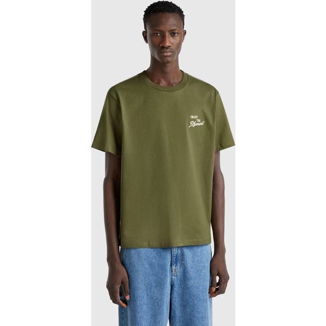 Benetton, T-shirt In Cotton With Embroidery, size M, Military Green, Men