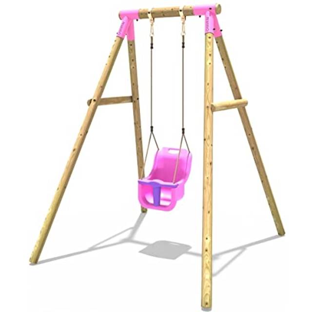 Rebo - Wooden Garden Swing Set with Baby Seat - Pluto Pink