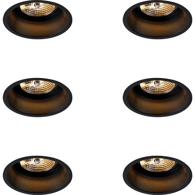 Set med 6 moderna infällda spotlights svart AR70 - Dept