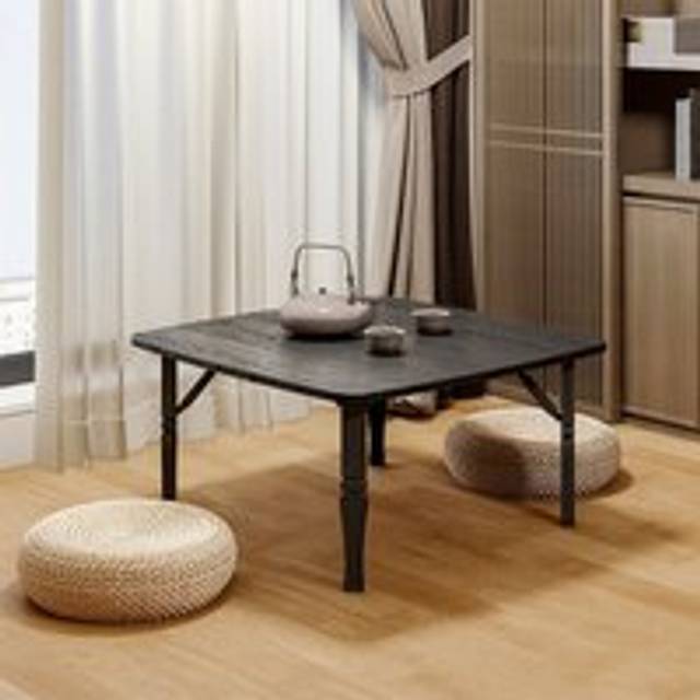 Black Square 70cm Wooden Folding Coffee Table