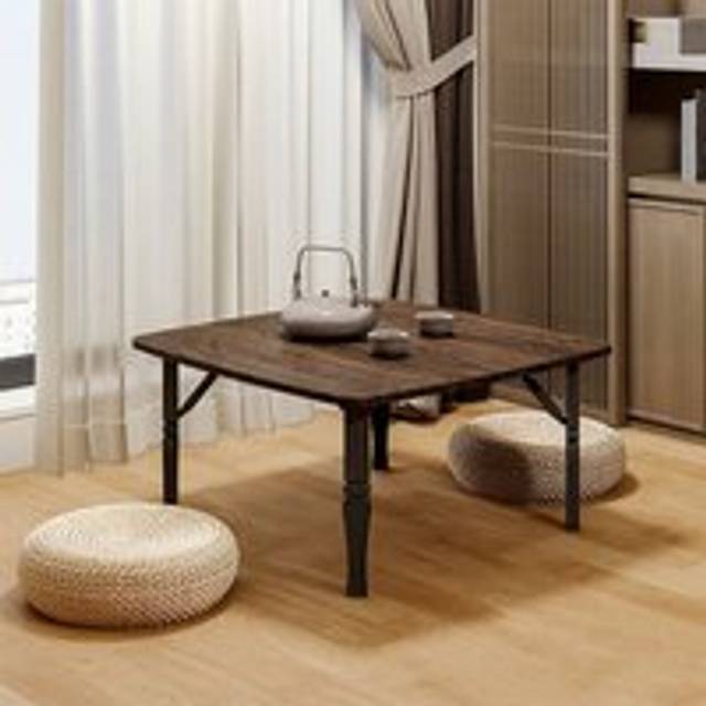 Livingandhome - Brown Square 70cm Wooden Folding Coffee Table