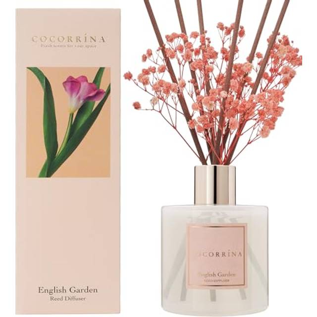 COCORRSTENNA Rumdoft Reed diffuser med 8 doftpinnar 200 ml – engelsk trädgård, naturlig, långvarig, hemdoft eterisk olja reed diffuser för badrum hylla dekoration