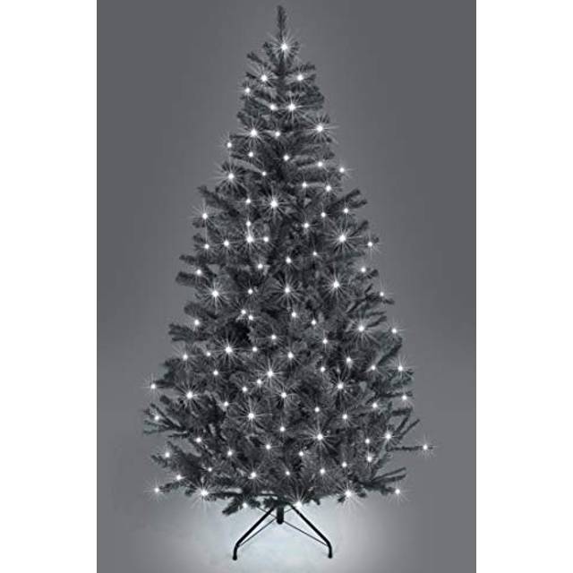 Artificial christmas tree 150cm alaskan pine pre-lit black w/cool white, shatchi