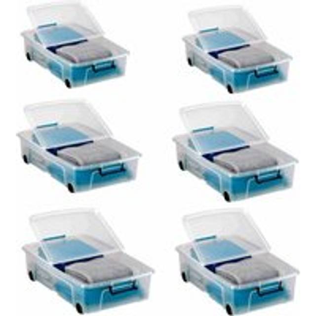 Strata Underbed Smart Box with Wheels 35L Pack of 6, none
