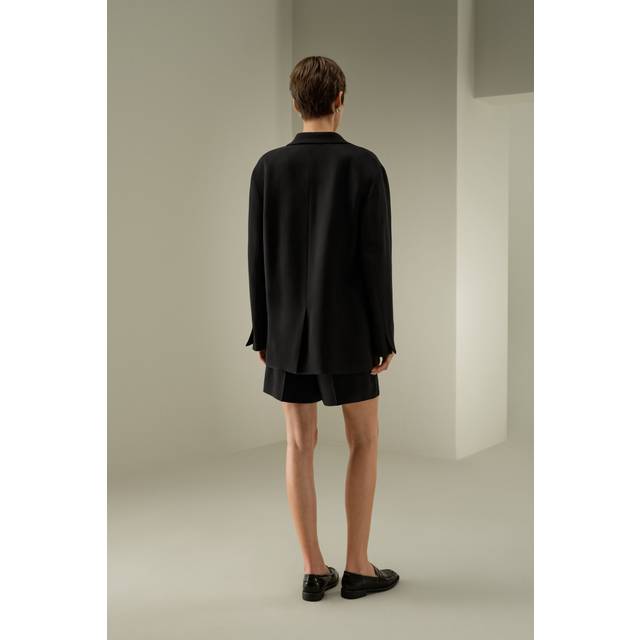 LILYSILK Wool Coat Women Silk-Wool Blend Relaxed Fit Fashion-Forward UK Black S