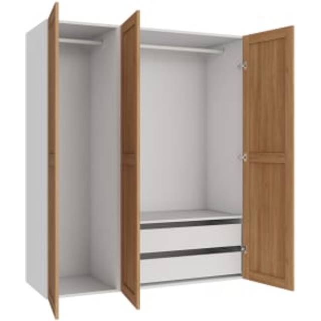 Wickes Ashland Oak Shaker Triple Wardrobe with Shelves & Drawers - 1800 x 1500mm