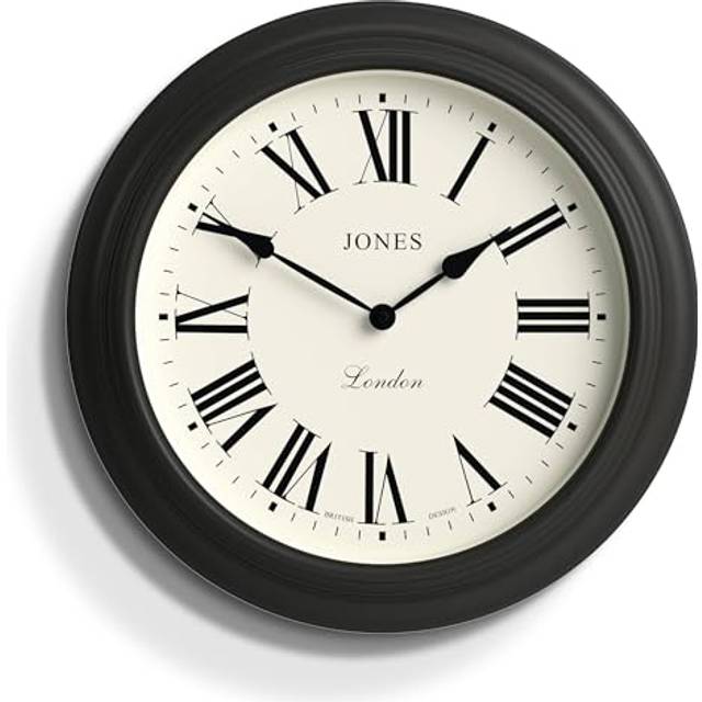 Jones Clocks? Supper Club wall clock | Large classic round clock | 40cm | Dark grey | Roman numerals |Traditional design ideal for kitchen or living