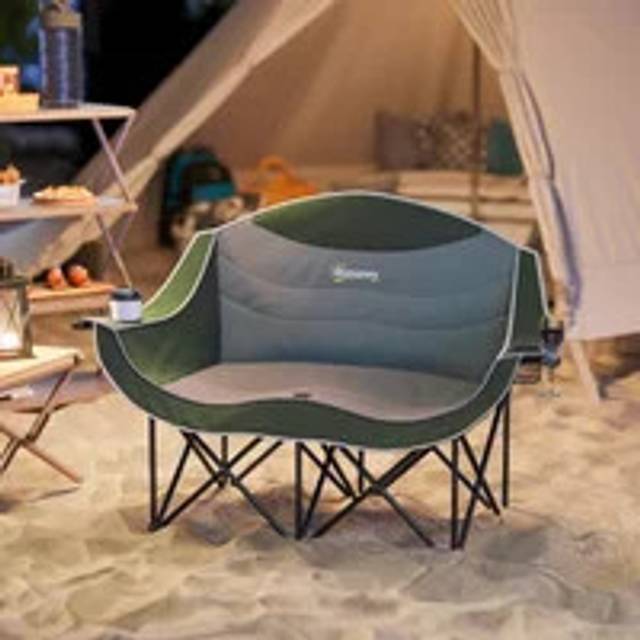 Outsunny Double Camping Chair for Adults - Green