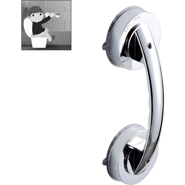 Bathroom Suction Cup Handle Grab Bar Shower Safety Bar Tub Door Anti Slip Handrail Bathroom Grab silver