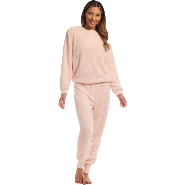 (L-XL, Peach) Pretty Woman Womens/Ladies Coral Fleece Pyjama Set