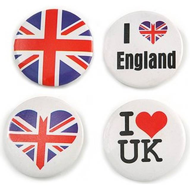 4pcs 'i heart love uk' lapel pin button badge - 3cm diameter