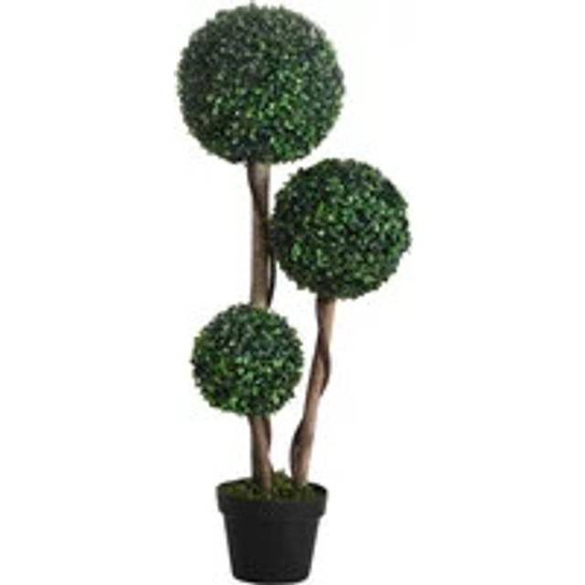 HOMCOM Artificial Plant Boxwood Ball Topiary Tree Indoor Outdoor, 90cm, Green