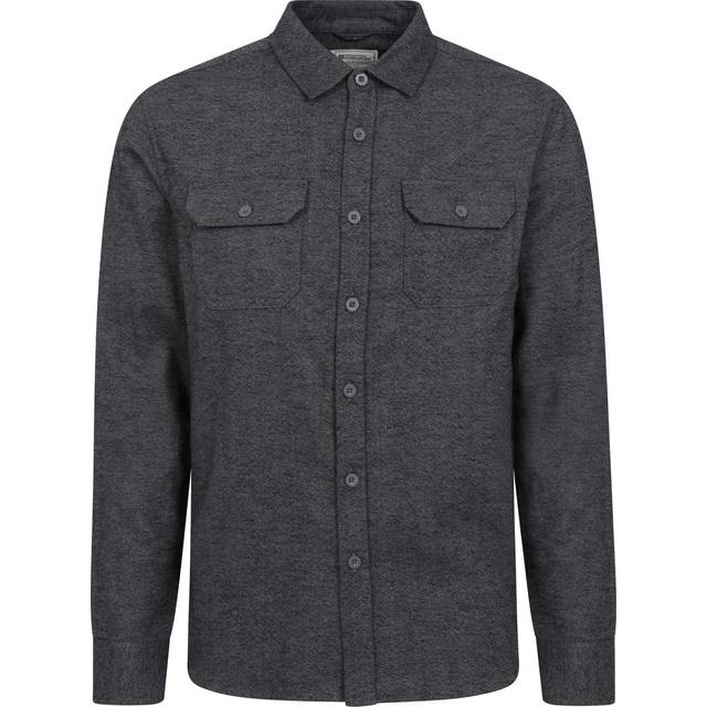 (XXS, Dark Grey) Mountain Warehouse Mens Trace Flannel Long-Sleeved Shirt