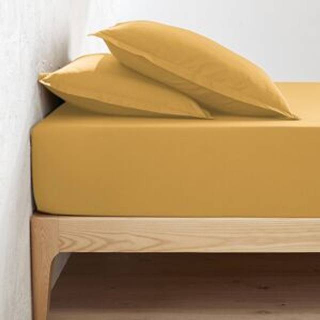 Scenario 30cm High 100% Cotton Percale 200 Thread Count Fitted Sheet - ochre - KING (160X200cm)