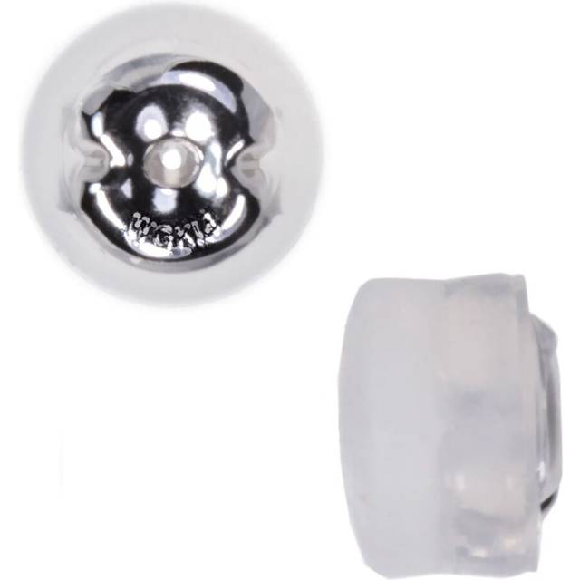 14K White Gold and Silicone Grip Replacement Earring Backs Pair
