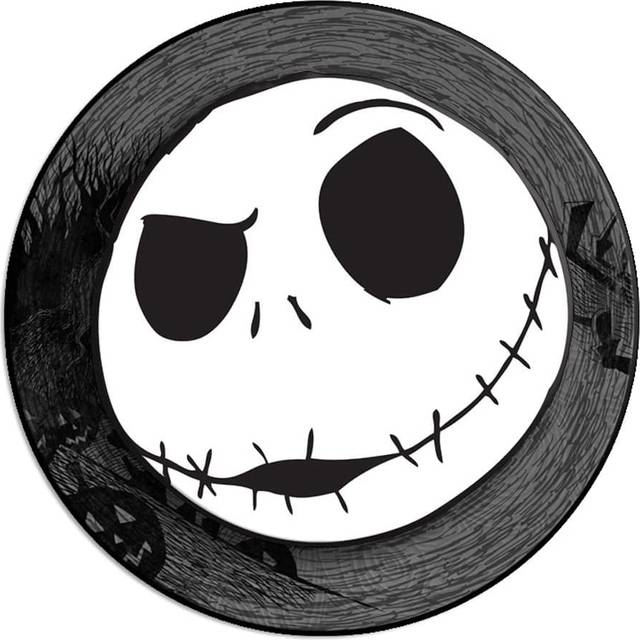 Silver Buffalo Disney's Nightmare Before Christmas Jack Skellington Face 3D Wall Wobbler  8.5 x 8.5 inches  Black and White