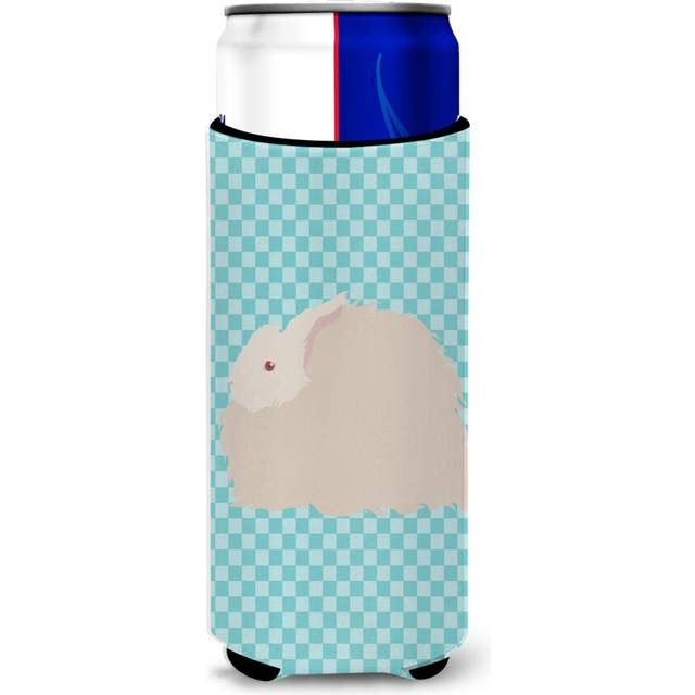Caroline's Treasures Fluffy Angora Rabbit Blue Check Decorative Can Hugger  Tall Boy  Multicolor