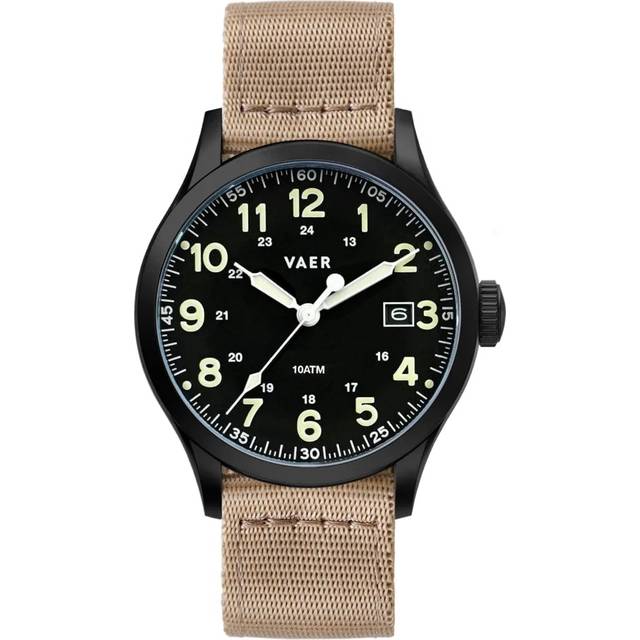 S5 Tactical Field - 40mm Quartz - Silicone Ocean Strap - Black ($20 Value) / Nylon - Khaki (+$0)