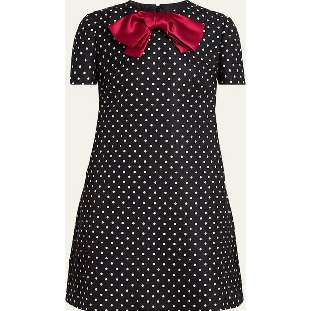 Valentino SUPERGRAN SHORT DRESS IN PLUSDEPOIS PRINT Woman BLACK/BIRCH/MAUVE/PRUNE 36