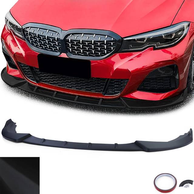 Lip front spoiler black matte for bmw 3 series g20 g21 from 2018- with m package