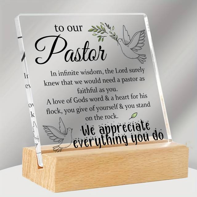 (Variant1) Pastor Appreciation Gifts Plaque With Wooden Stand Gifts For Pastor Birthday Christmas Christian Prayer Gift Inspirational Pastor Gifts