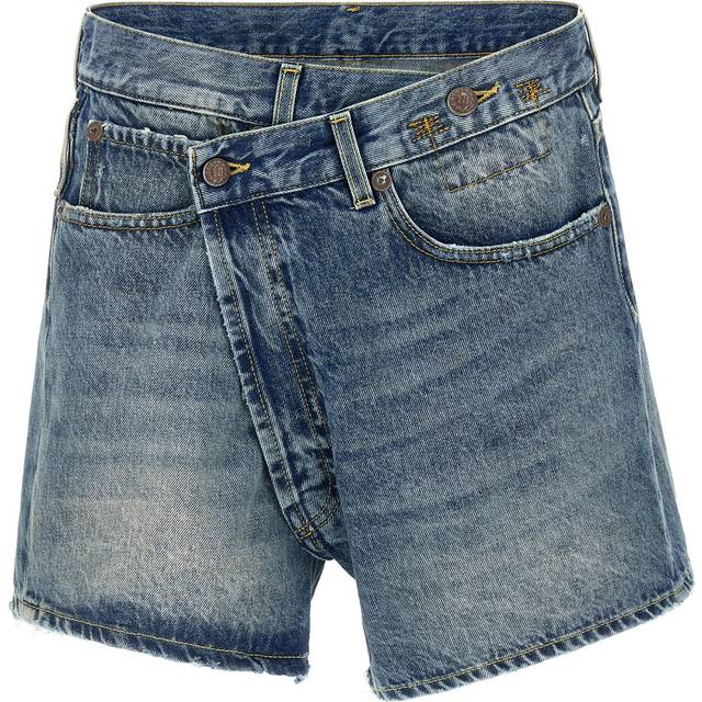 R13 - Crossover Asymmetric Denim Shorts - Mid denim - Blue - 27