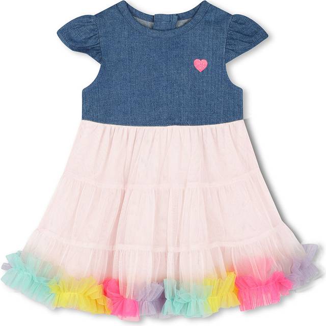 Billieblush Girls Blue & Pink Tiered Tulle Dress - Blue/Pink - 12 month