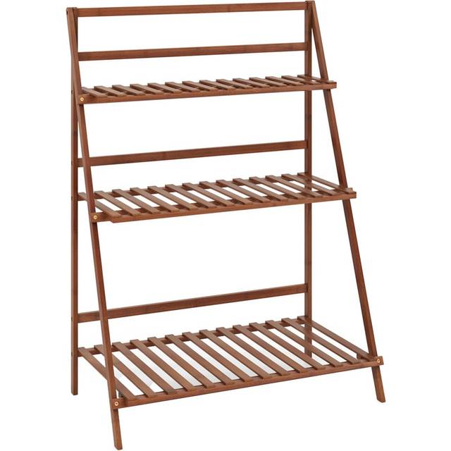Folding Bamboo Plant Stand for Living Room Patio Garden Balcony Porch-Coffee