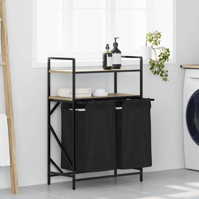 Vidaxl - Laundry Basket 2 Compartments with Shelves Sonoma Oak