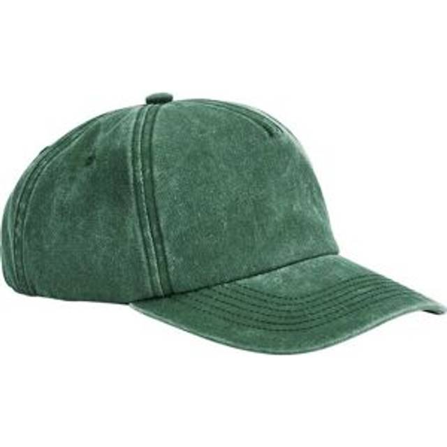 (One Size, Bottle Green) Beechfield Vintage Washed 5 Panel Relaxed Fit Baseball Cap