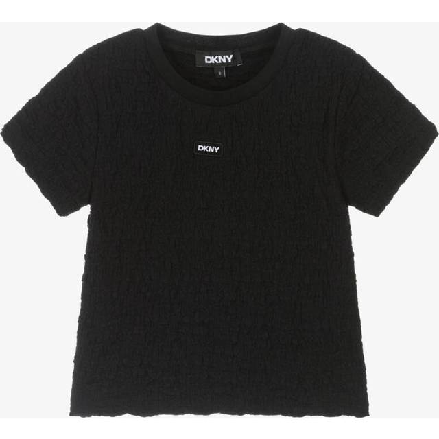 Dkny Girls Black Textured Cotton T-Shirt - 5 year