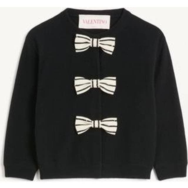VALENTINO Cardigan With Embroidered Bows - Black