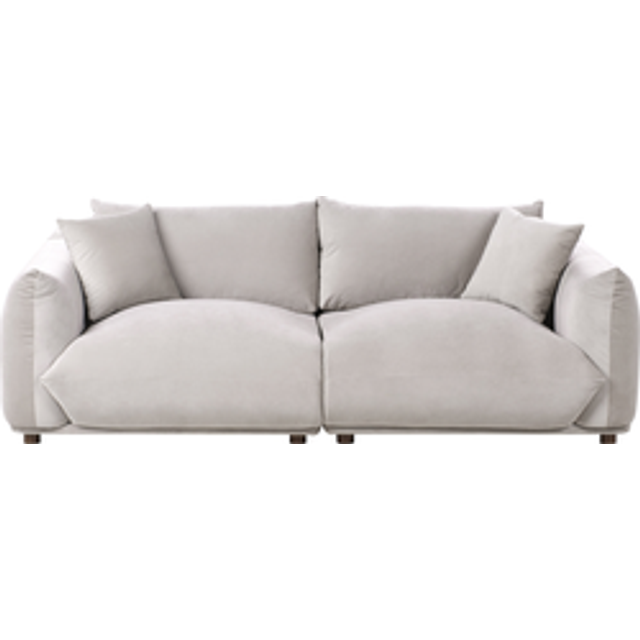 Beliani - Modern 3 Seater Velvet Sofa with Scatter Cushions Taupe Upholstery Luvos