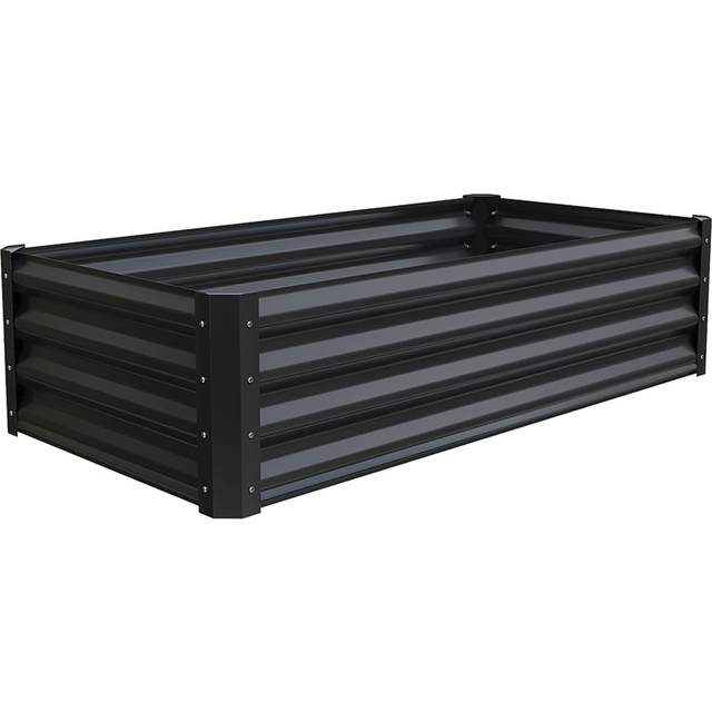 Living and Home Black Galvanised Steel Raised Garden Bed 120 x 60cm - 30 x 120 x 60cm