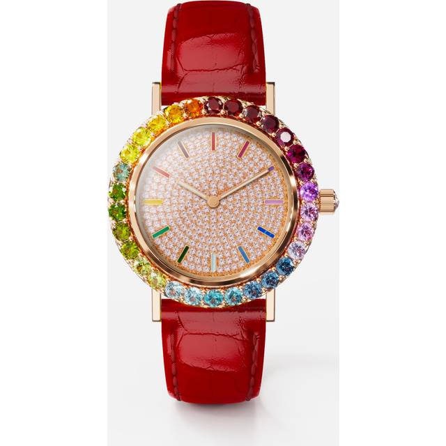 Dolce & Gabbana Iris Watch In Rose Gold With Multi-colored Fine Gems And Diamonds - Woman Watches Red Onesize
