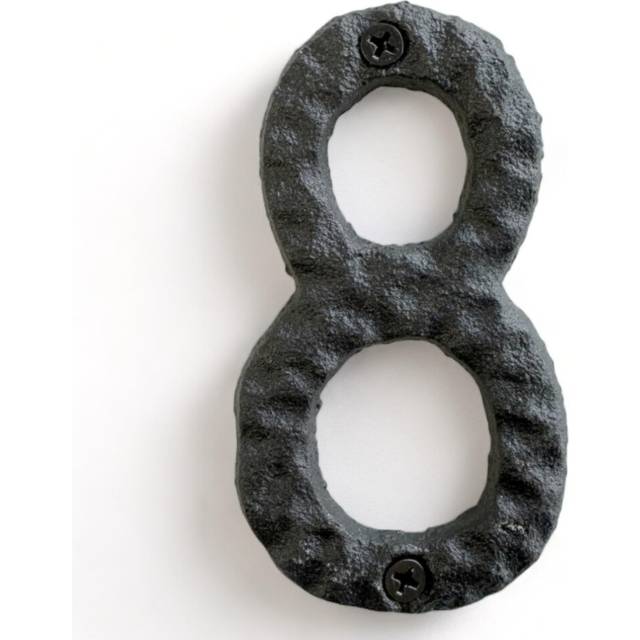 NACH House Numbers for Outside  4 inch Black Address Numbers for House - Number 8 - Rustic Numbers for Outside with Mounting Hardware