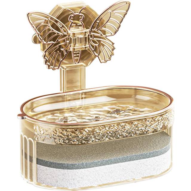 Double Layer Soap Holder Elegant Stylish Vacuum Suction Soap Dish Water Drainage Soap Tray with gyllene